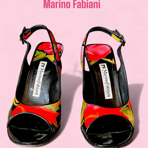 Bold Style, Unique, Only $29! -Marino Fabiani Floral Leather Heels, Size 7 - Picture 2 of 6